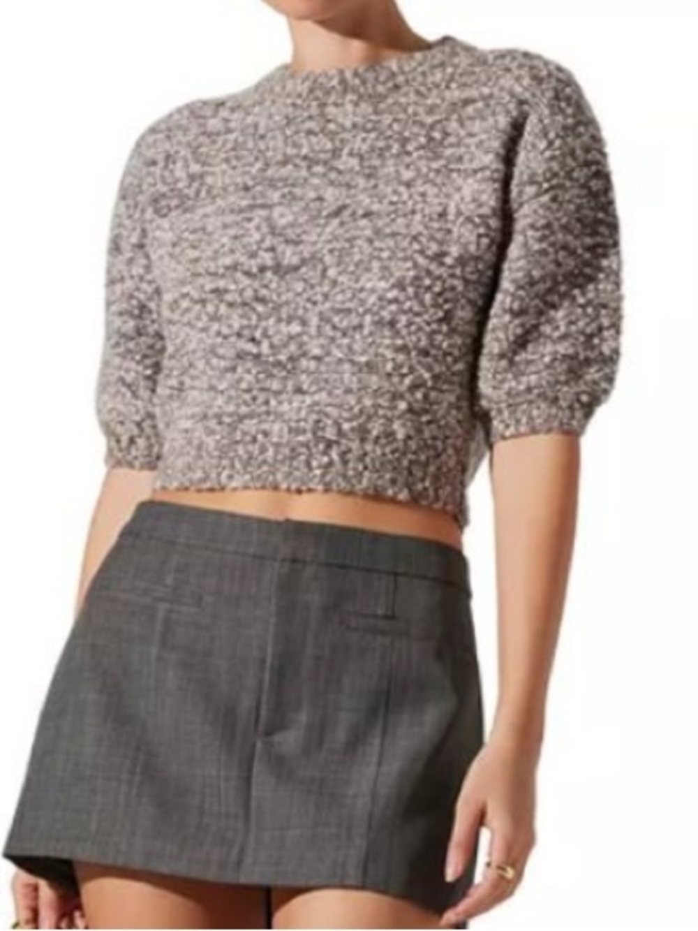 ASTR The Label Colette Puff Sleeve Sweater SMALL Ash Pink Cottage Feminine NWT